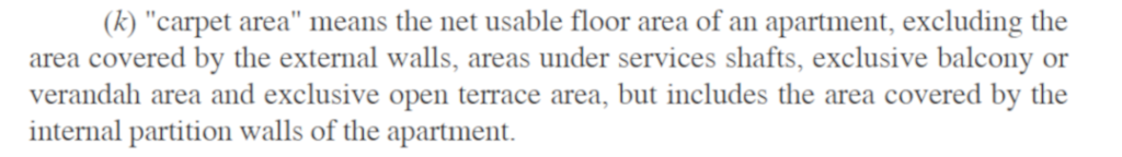 Carpet Area defined by RERA
